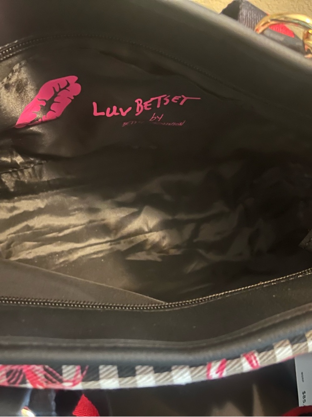 Luv Betsey by Betsey Johnson Cherry Gingham Tote Bag purse . NWT - Picture 3 of 6